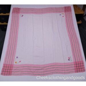 Vintage Hand Embroidered Linen Card Tablecloth 44.5'x43.5"